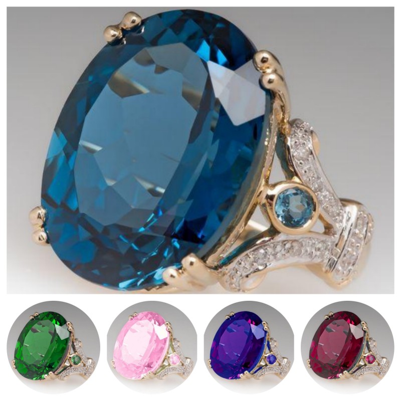Large Women'S Formal Wear - Luxe elegante damesring ingelegd met heldere