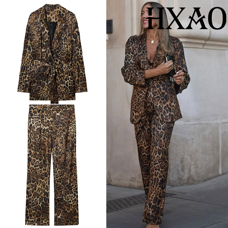 Women'S Formal Wear With Pants - HXAO Luipaardbroeksets 2-delige set Vintage lange