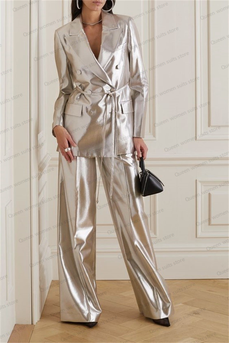 Women'S Formal Jackets To Wear With Dresses - Glanzend Satijnen Bruiloft Damespak Set Blazer