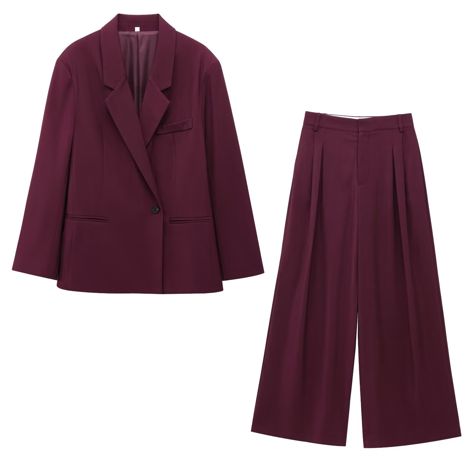 Blazer Set Women Formal - Damesblazer + geplooide wijde pijpen broeksets
