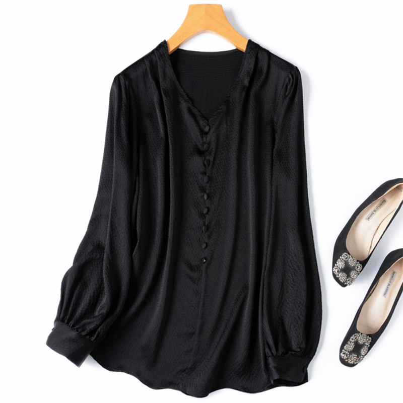 Silk Blouse Button - Dames Zijden Blouse 93% Moerbei Zijde