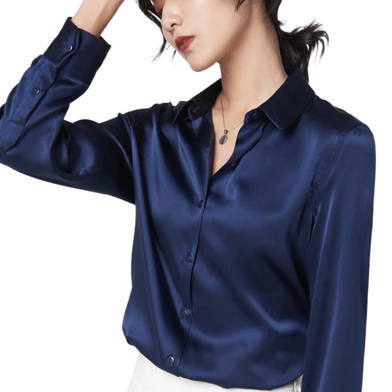 Silk Blouse Button - Elegante Satijnen Lange Mouw Blouses Vrouwen