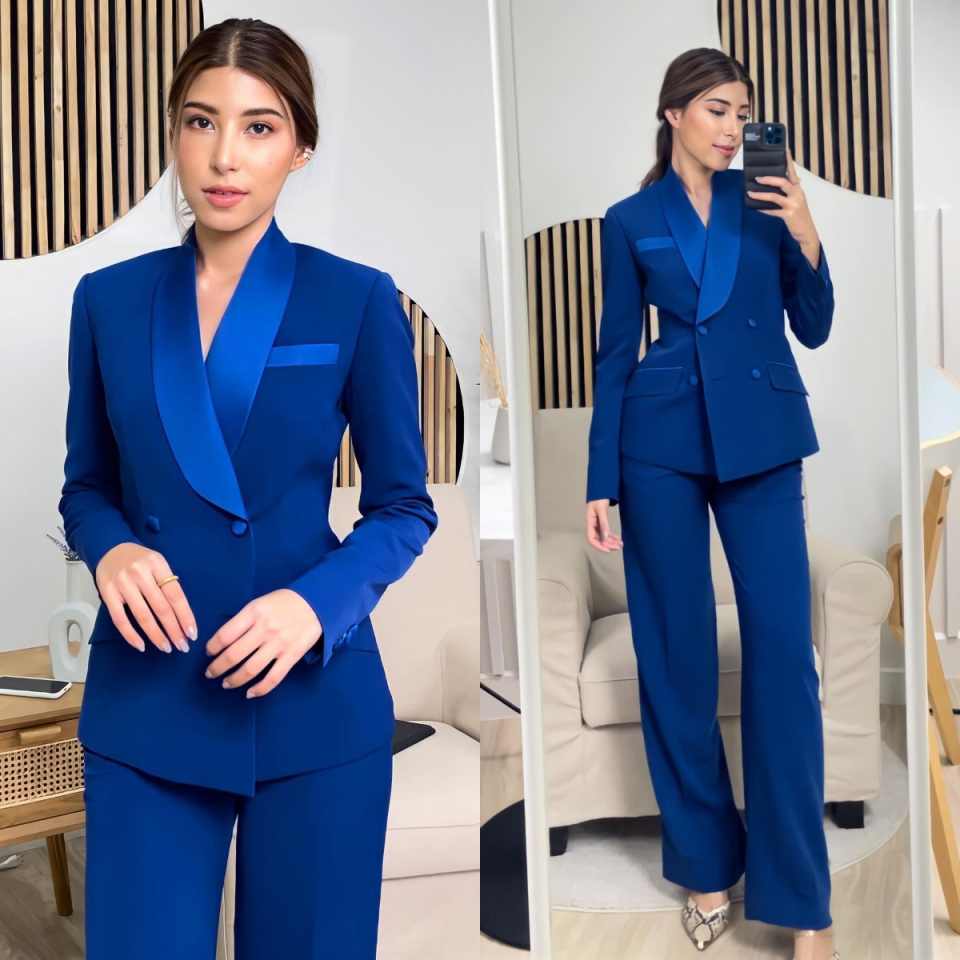 Women'S Formal Jackets To Wear With Dresses - Koningsblauwe damesjassets, op maat gemaakt, dubbelgeknoopte