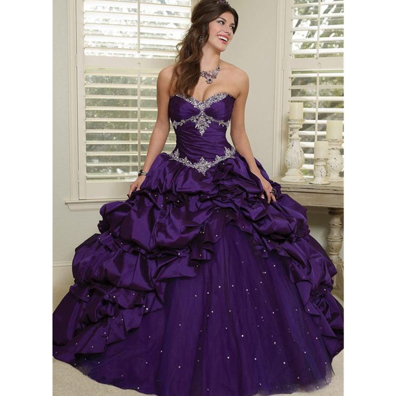 Victorian Women'S Formal Wear - Gotische paarse trouwjurk kristallen kralen op