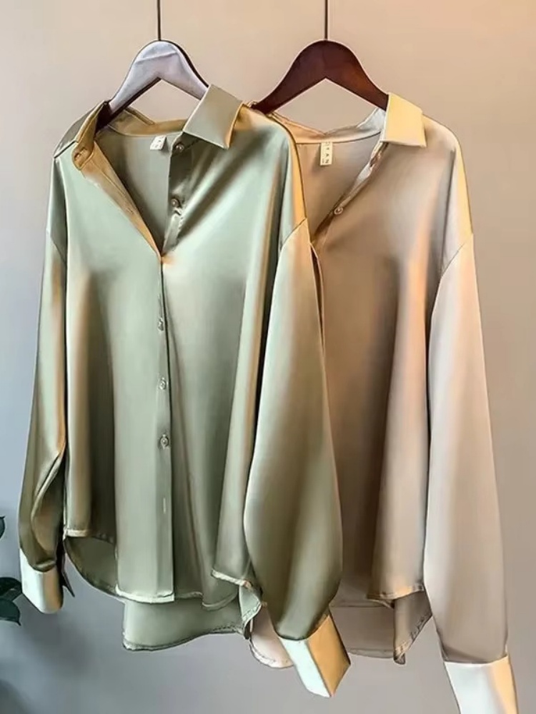 Silk Blouse Button - 2026 Elegante satijnen losse damesblouse lente