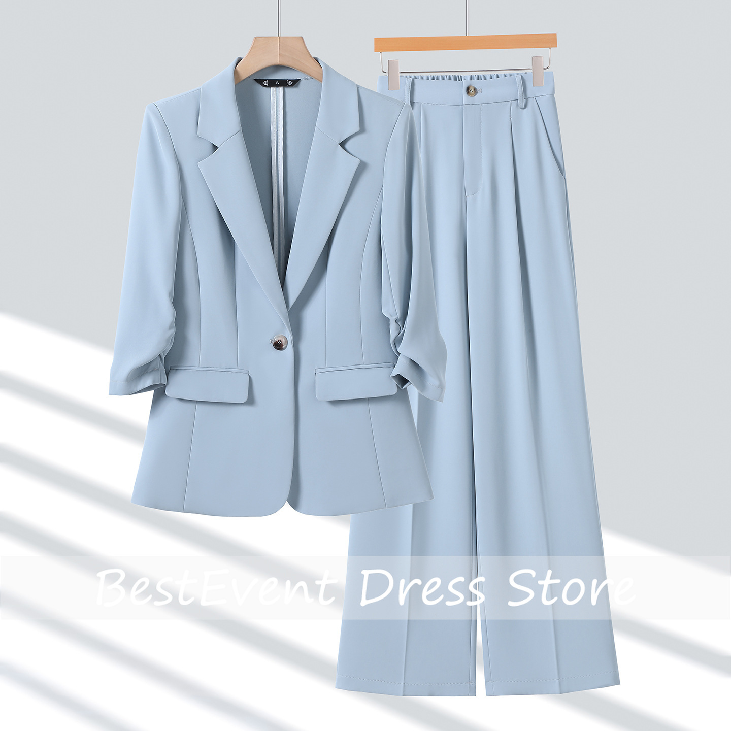 Blazer Set Women Formal - Lichtblauw dames colbert casual stijl nieuw