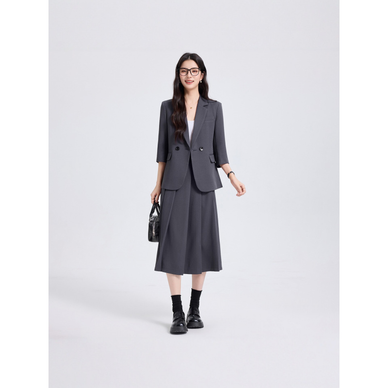 Women Formal Wear Shirt And Pant - Marineblauwe damespakset voor lente en herfst,