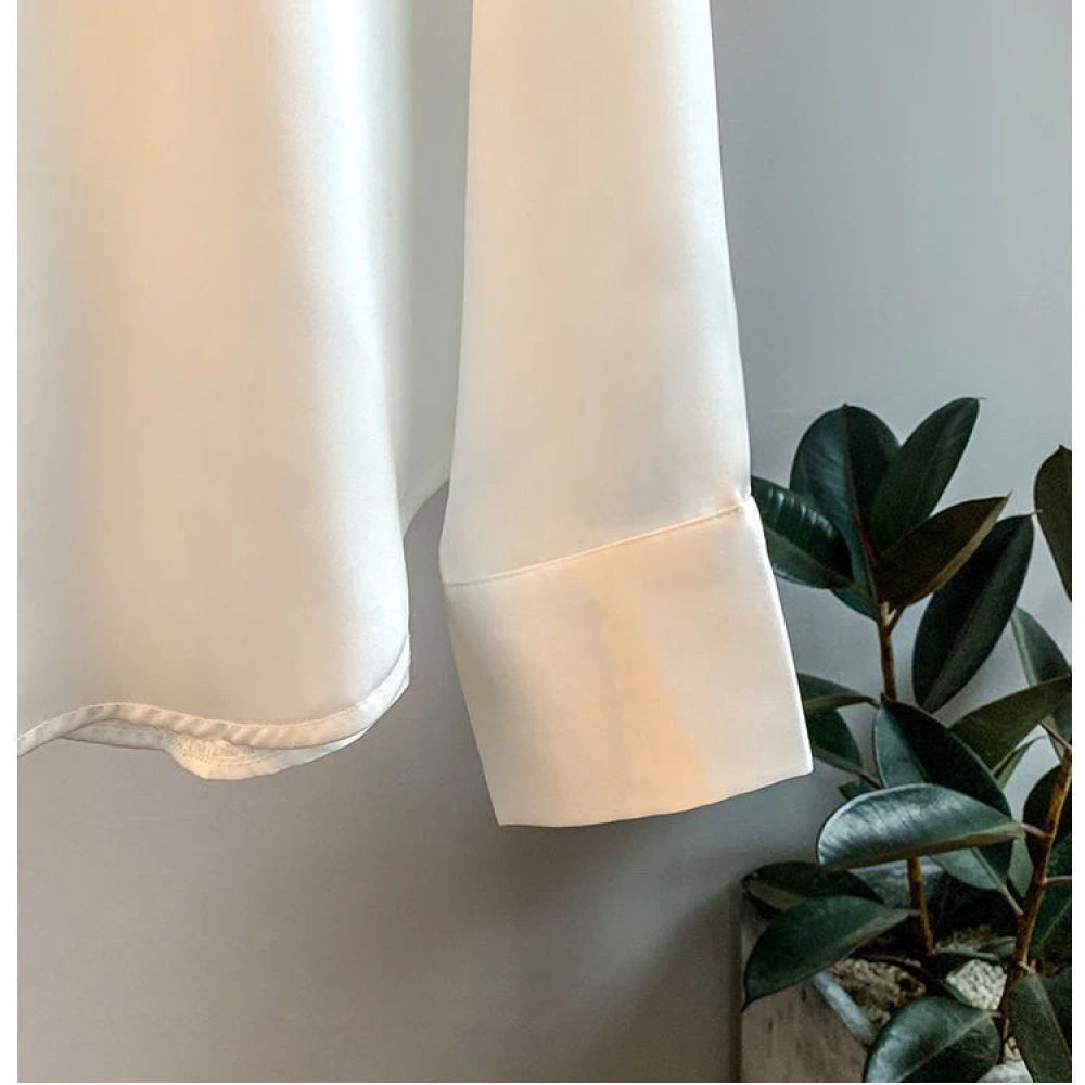 Silk Blouse Button - Dames satijnen blouse met lange mouwen,