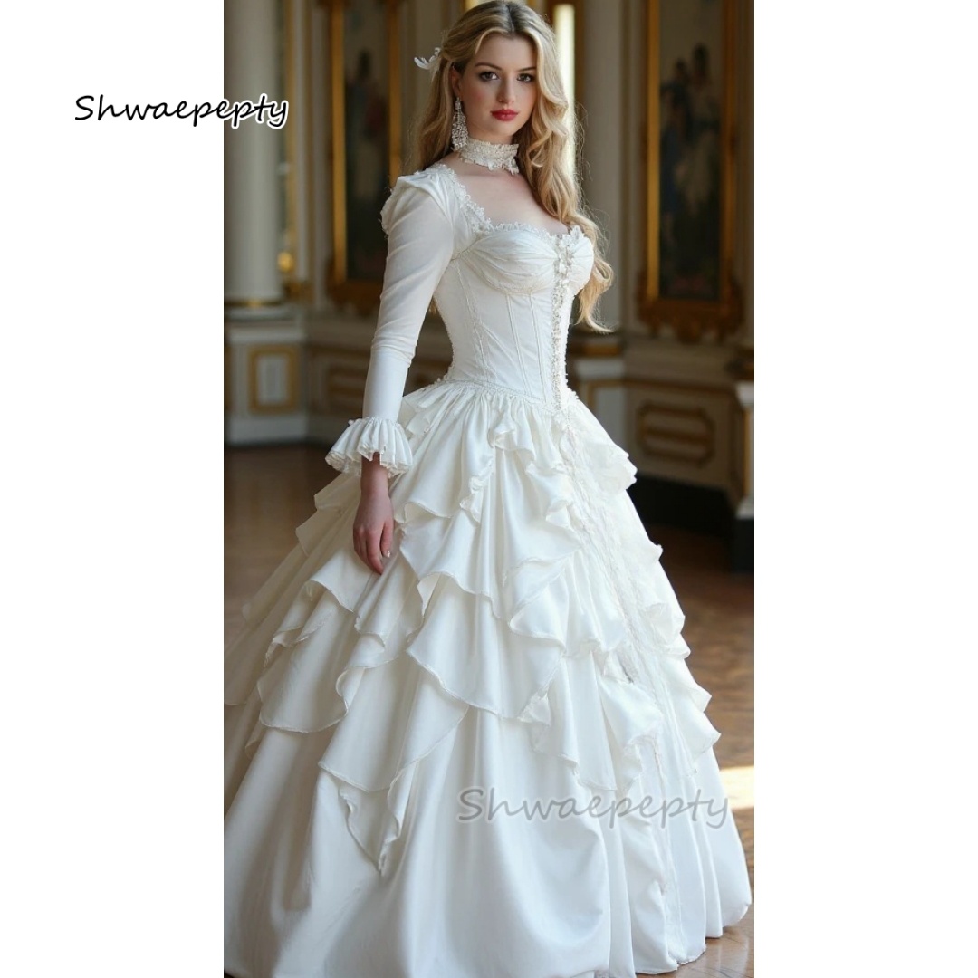 Victorian Women'S Formal Wear - Vintage Victoriaanse trouwjurk met ruches lange