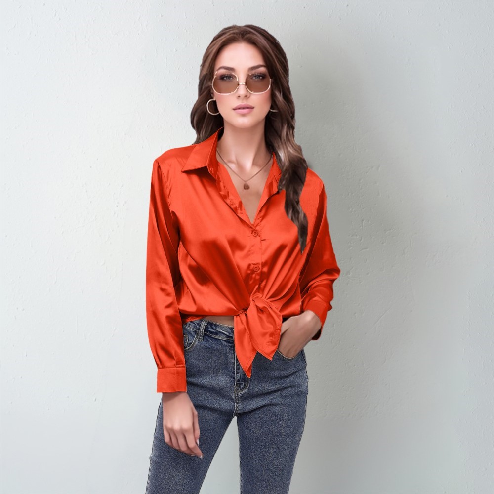 Silk Blouse Button - Lente satijnen shirt dames losse knop