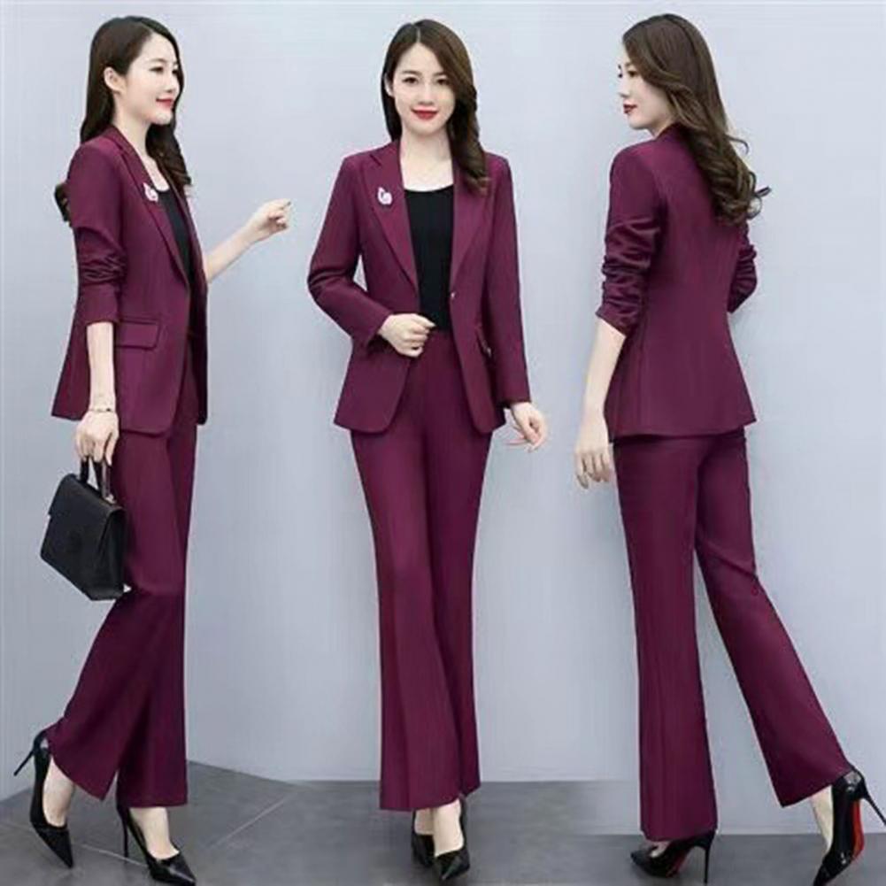 Women'S Formal Wear With Pants - 2-delig dames kostuum met reverskraag, lange