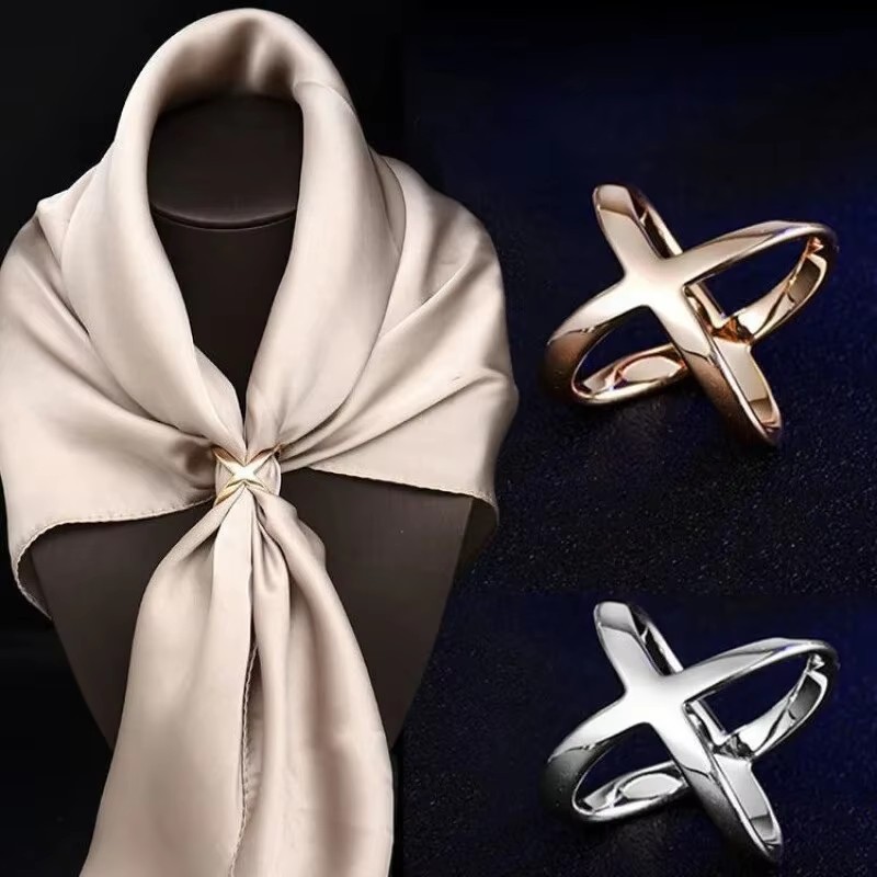 Silk Blouse Button - Multifunctionele zijden gesp sjaal kleding hoek