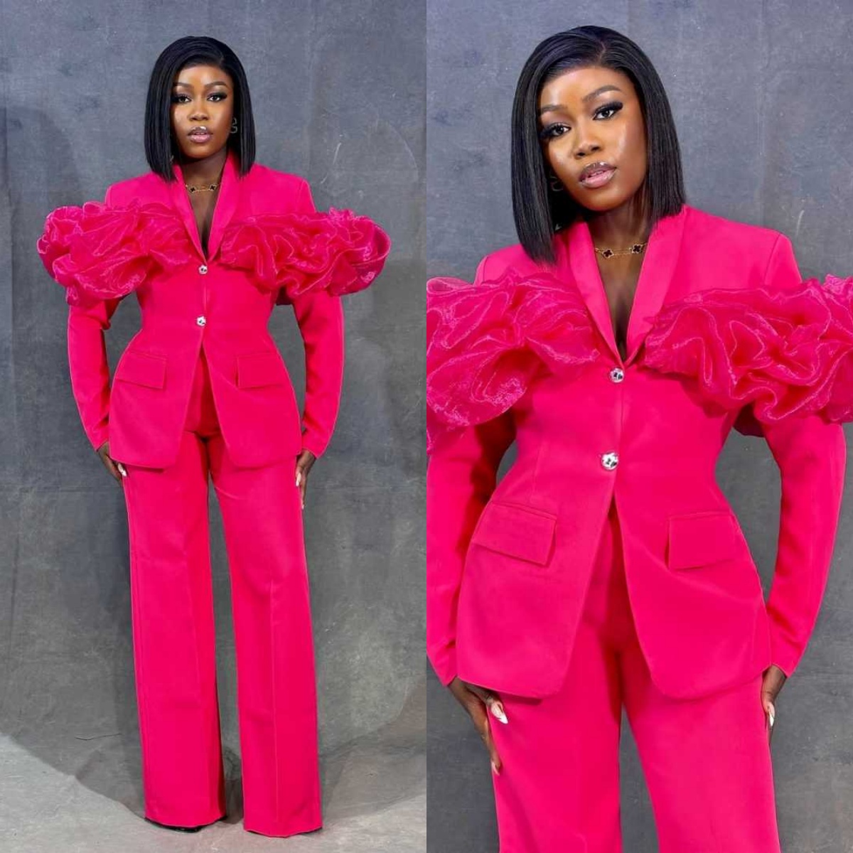 Women'S Formal Jackets To Wear With Dresses - Aangepaste hete roze vrouwen broek past