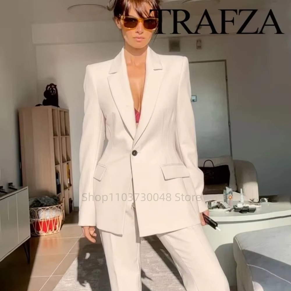 Women Formal Wear With Blazer - Mode Kantoor Dames Blazer en Broekpak