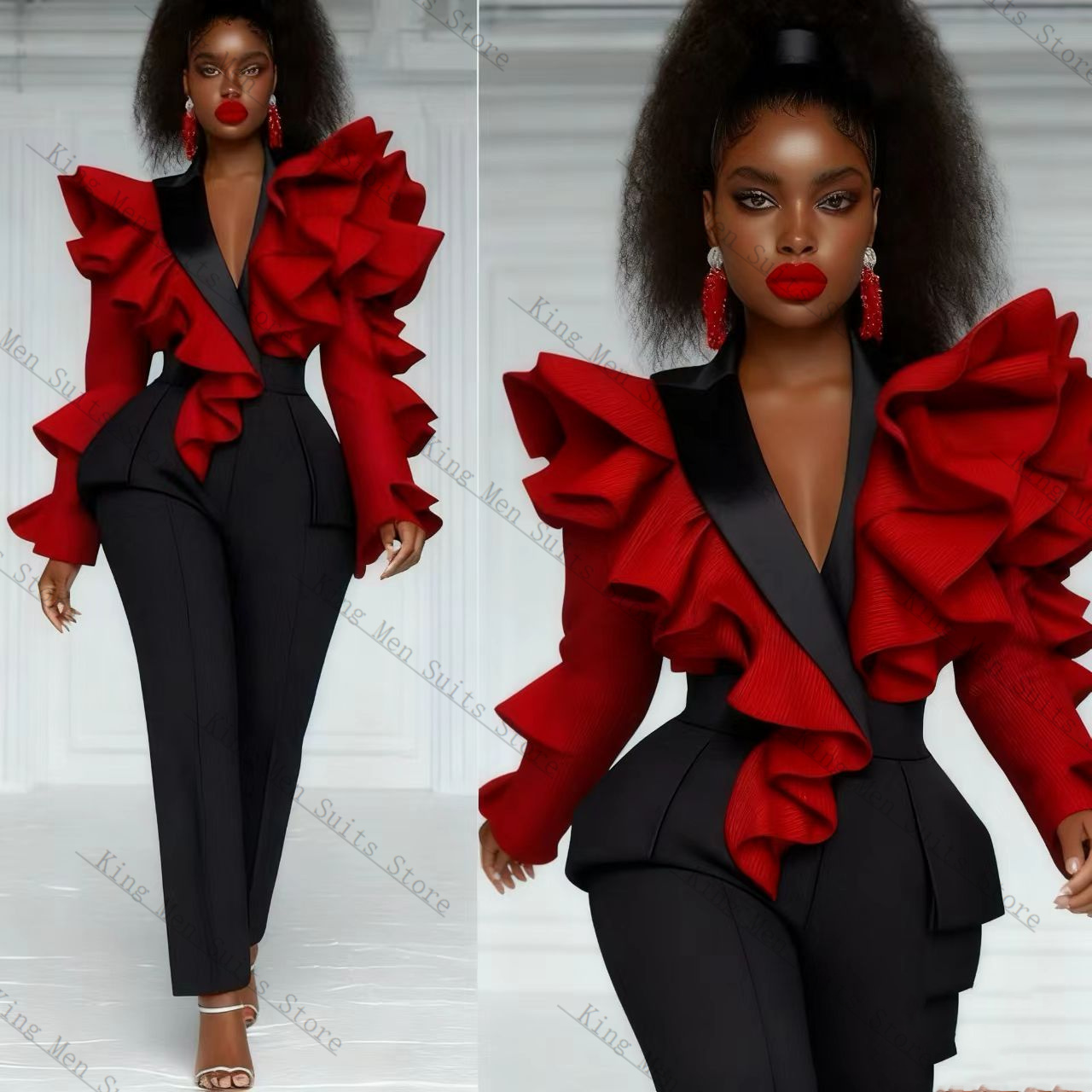 Rood Zwart Vrouwen Pak Set 2-d - Women'S Formal Wear Tuxedo recensie en prijs