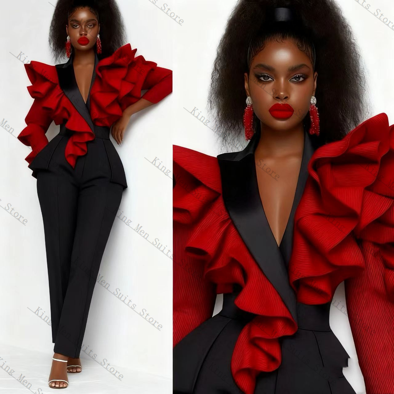 Rood Zwart Vrouwen Pak Set 2-d - Women'S Formal Wear Tuxedo recensie en prijs