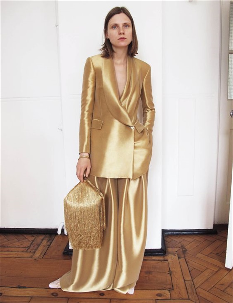 Goud Zijde Satijn Dameskostuum - Women'S Formal Wear Tuxedo recensie en prijs