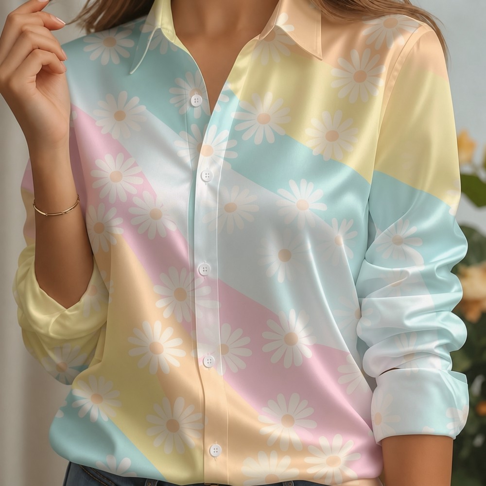 Dames satijnen overhemd met re - Silk Blouse Button recensie en prijs