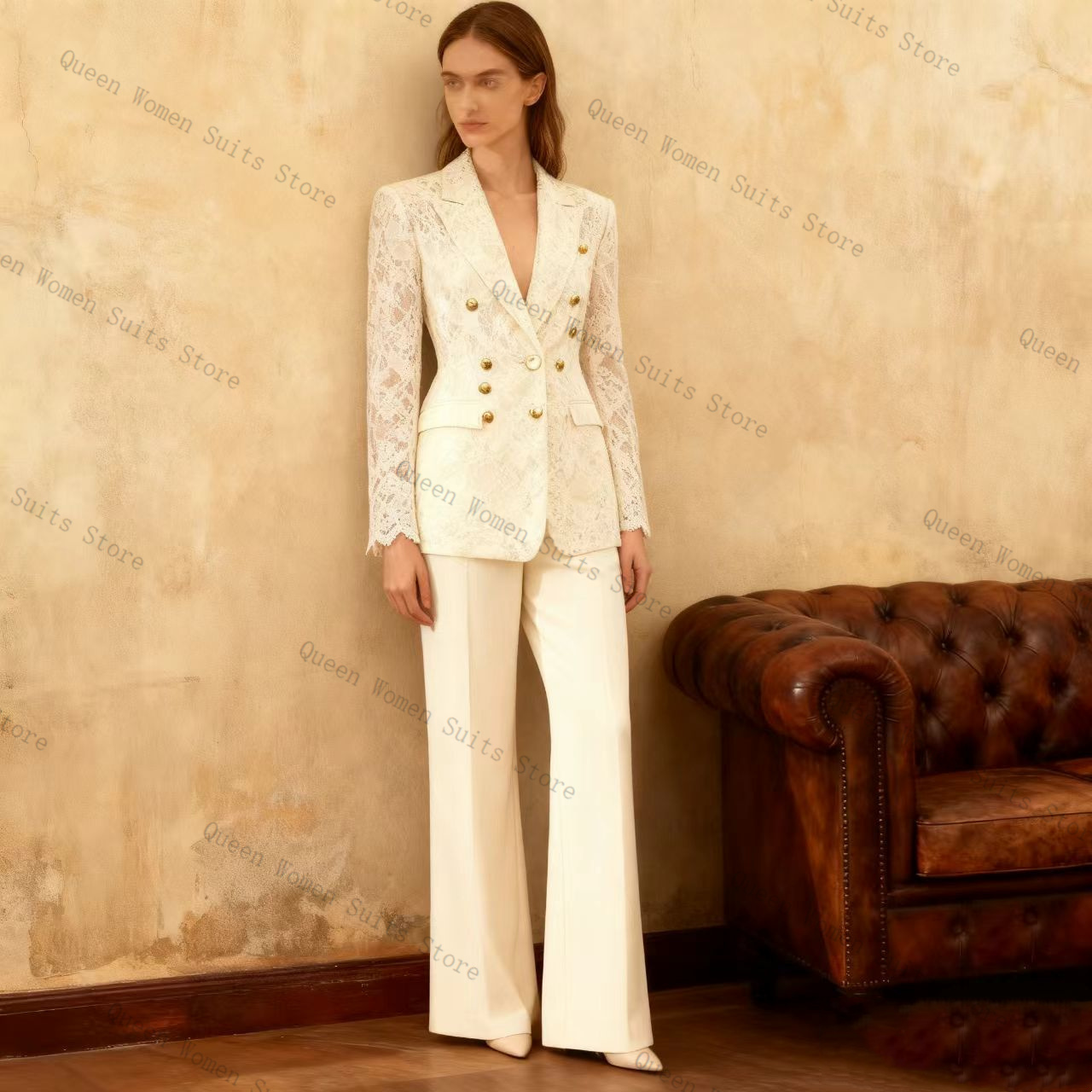 Wit Kant Vrouwen Pak Broek Set - Women'S Formal Jackets To Wear With Dresses recensie en prijs