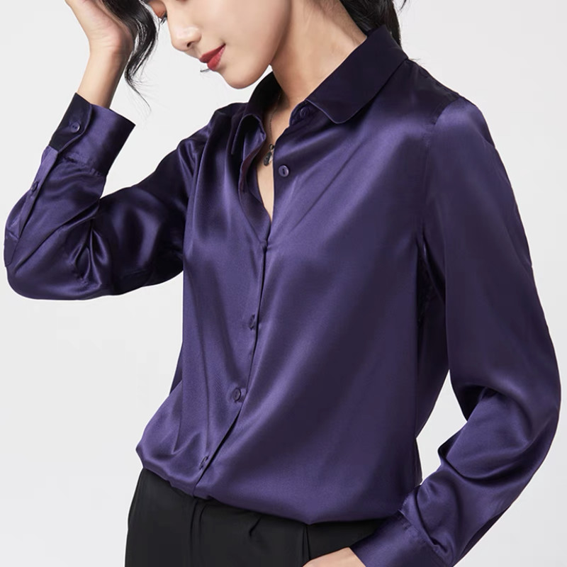 Elegante Satijnen Lange Mouw B - Silk Blouse Button recensie en prijs