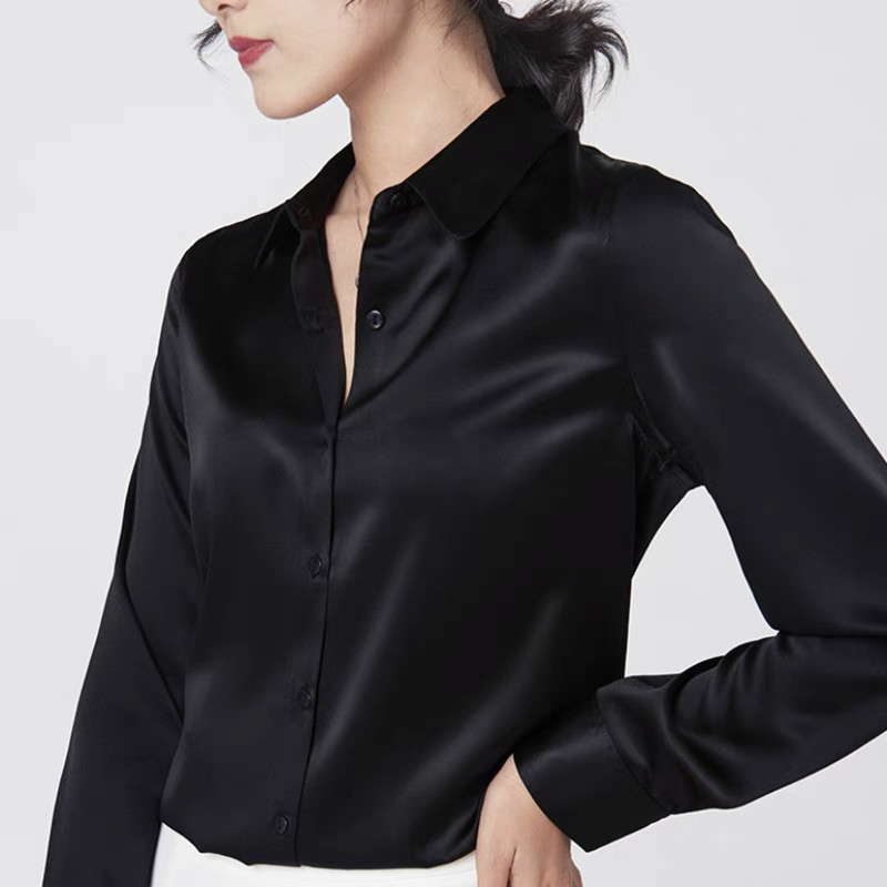 Elegante Satijnen Lange Mouw B - Silk Blouse Button recensie en prijs