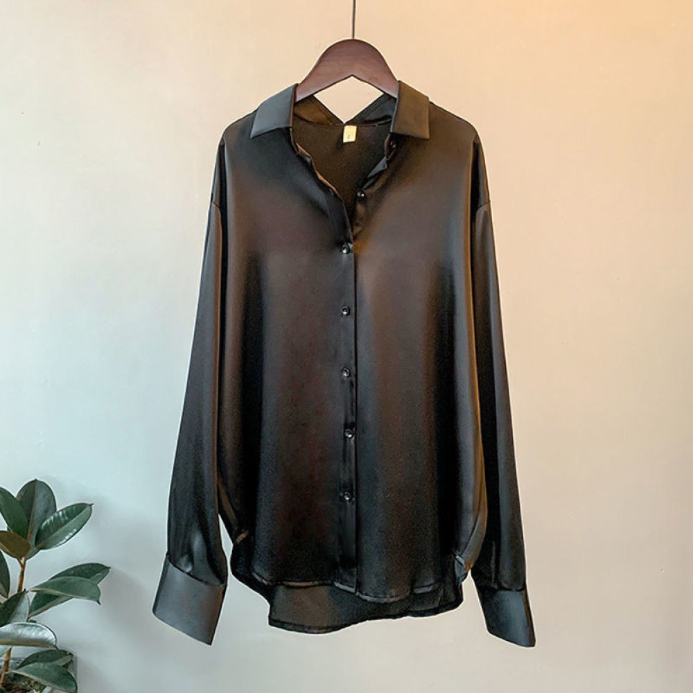 Dames satijnen blouse met lang - Silk Blouse Button recensie en prijs