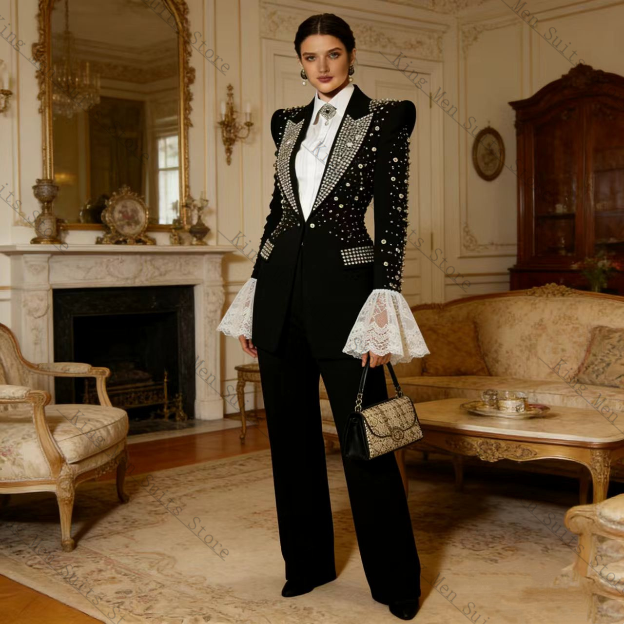 Kristallen Zwarte Vrouwen Pak  - Women'S Formal Wear Tuxedo recensie en prijs