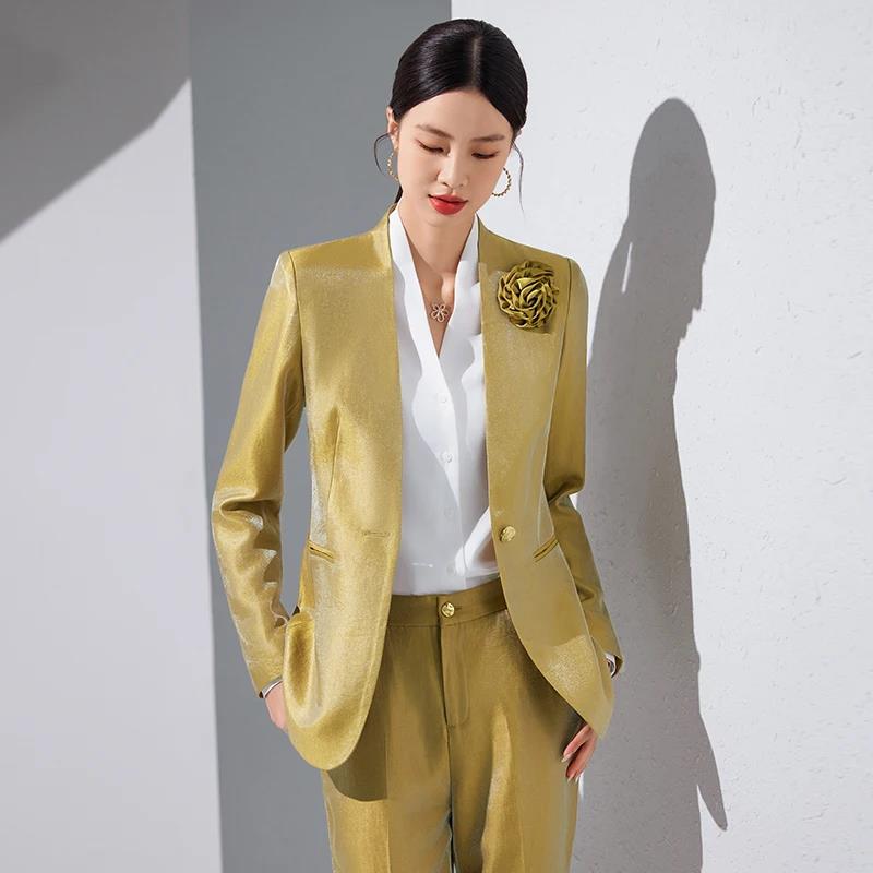 Vrouwen Blazer Broek Sets Goud - Women Formal Wear With Blazer recensie en prijs