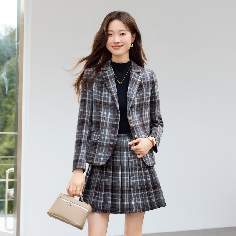 Lichtbruin geruit pak nieuwe s - Women Formal Wear Shirt And Pant recensie en prijs