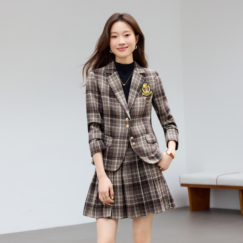 Lichtbruin geruit pak nieuwe s - Women Formal Wear Shirt And Pant recensie en prijs