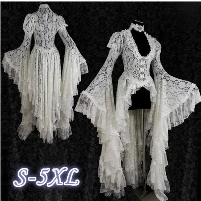 Gothic Vrouwen Wit Vintage Eff - Victorian Women'S Formal Wear recensie en prijs
