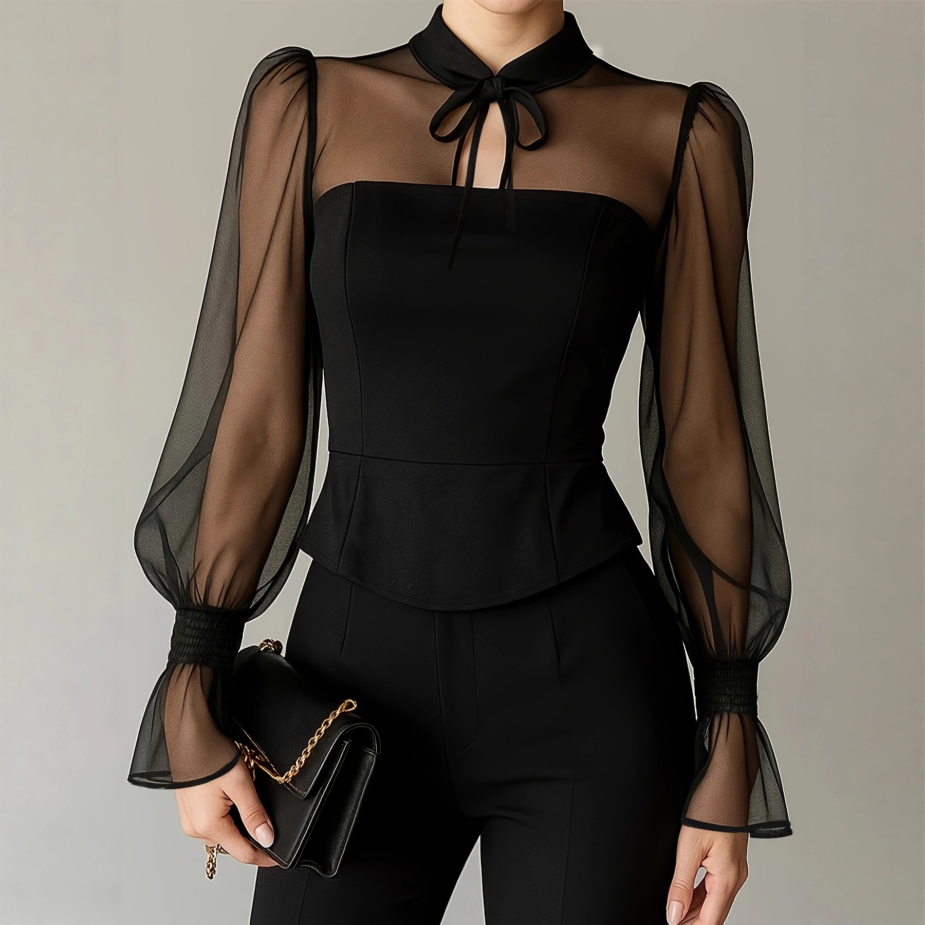 Elegante blouse met pofmouwen  - Women Formal Blouses For Evening Wear recensie en prijs