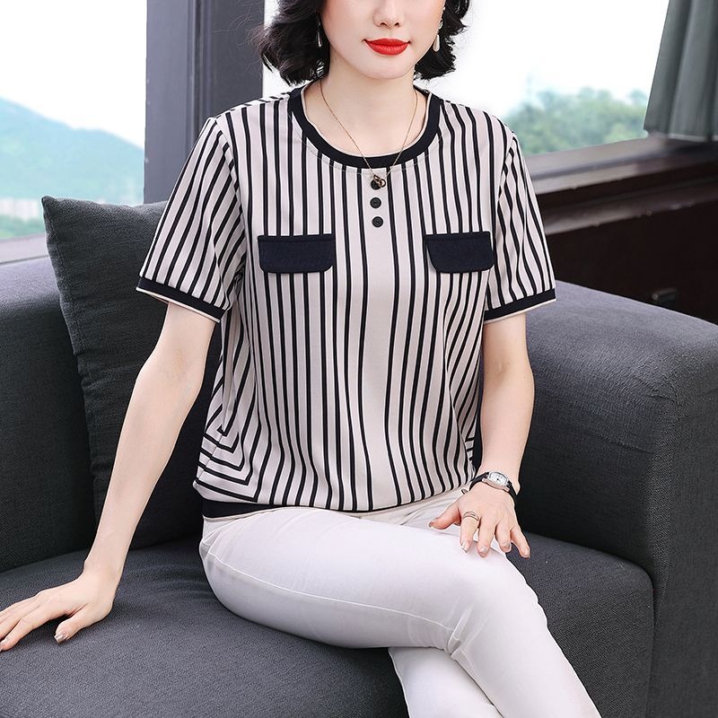 Dames gestreept ijszijde T-shi - Silk Blouse Button recensie en prijs