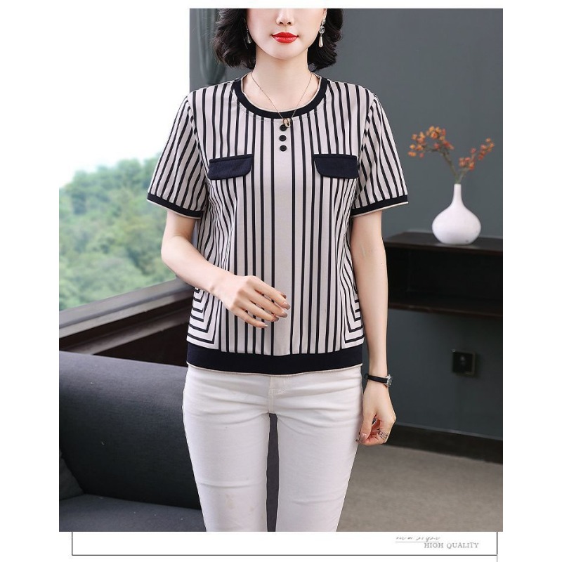 Dames gestreept ijszijde T-shi - Silk Blouse Button recensie en prijs