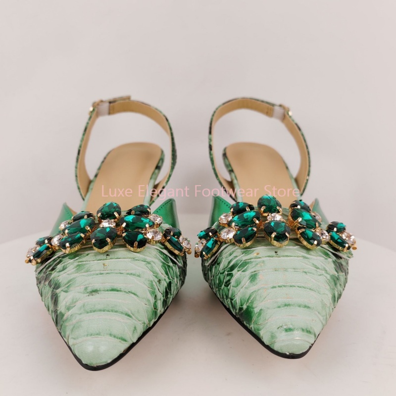 Groene slangenprint kristallen - Kitten Heel Women recensie en prijs
