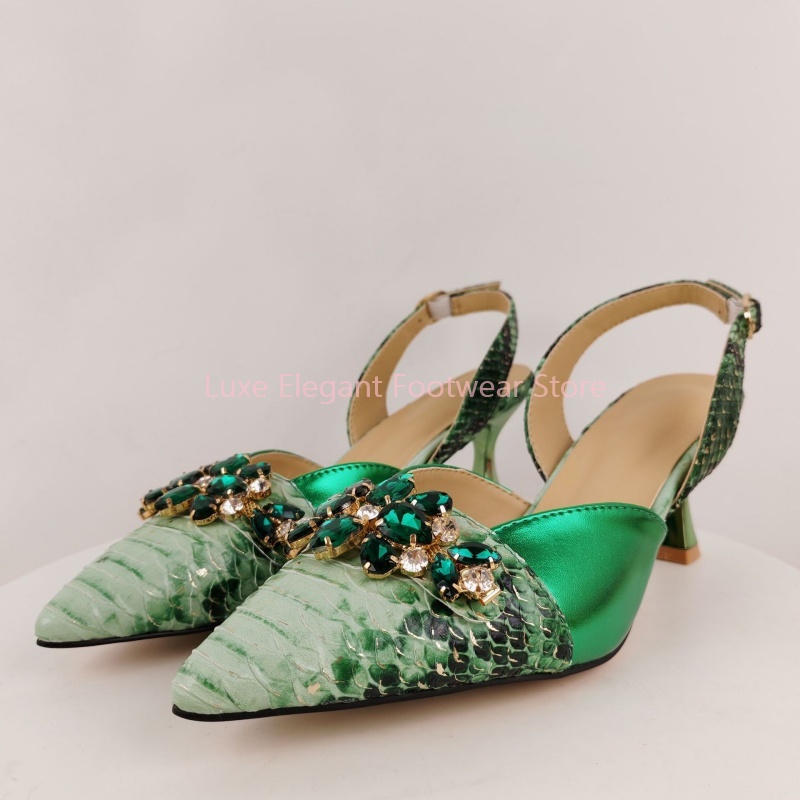 Groene slangenprint kristallen - Kitten Heel Women recensie en prijs