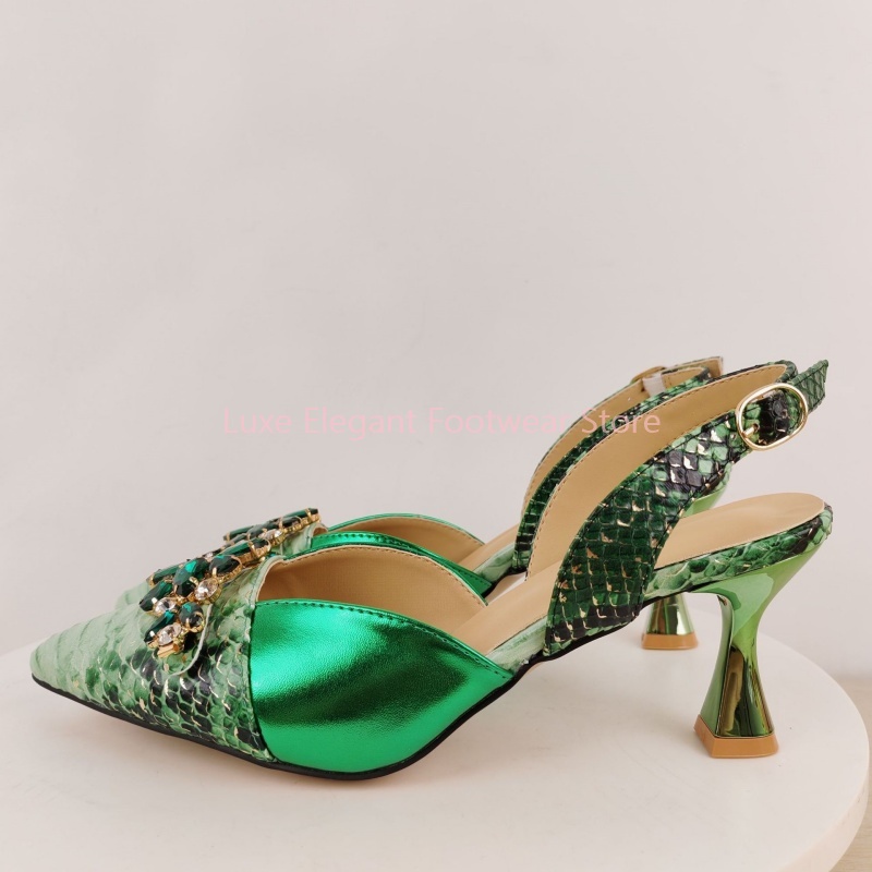 Groene slangenprint kristallen - Kitten Heel Women recensie en prijs