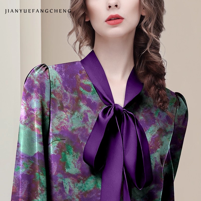 Paarse bloemen elegante satijn - Women Formal Blouses For Evening Wear recensie en prijs