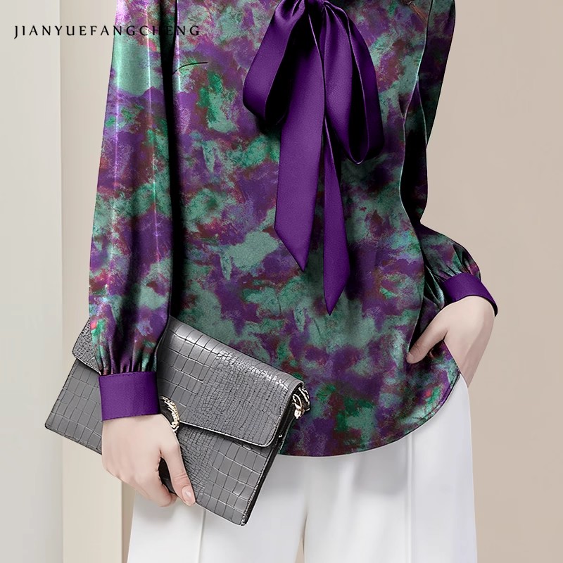 Paarse bloemen elegante satijn - Women Formal Blouses For Evening Wear recensie en prijs